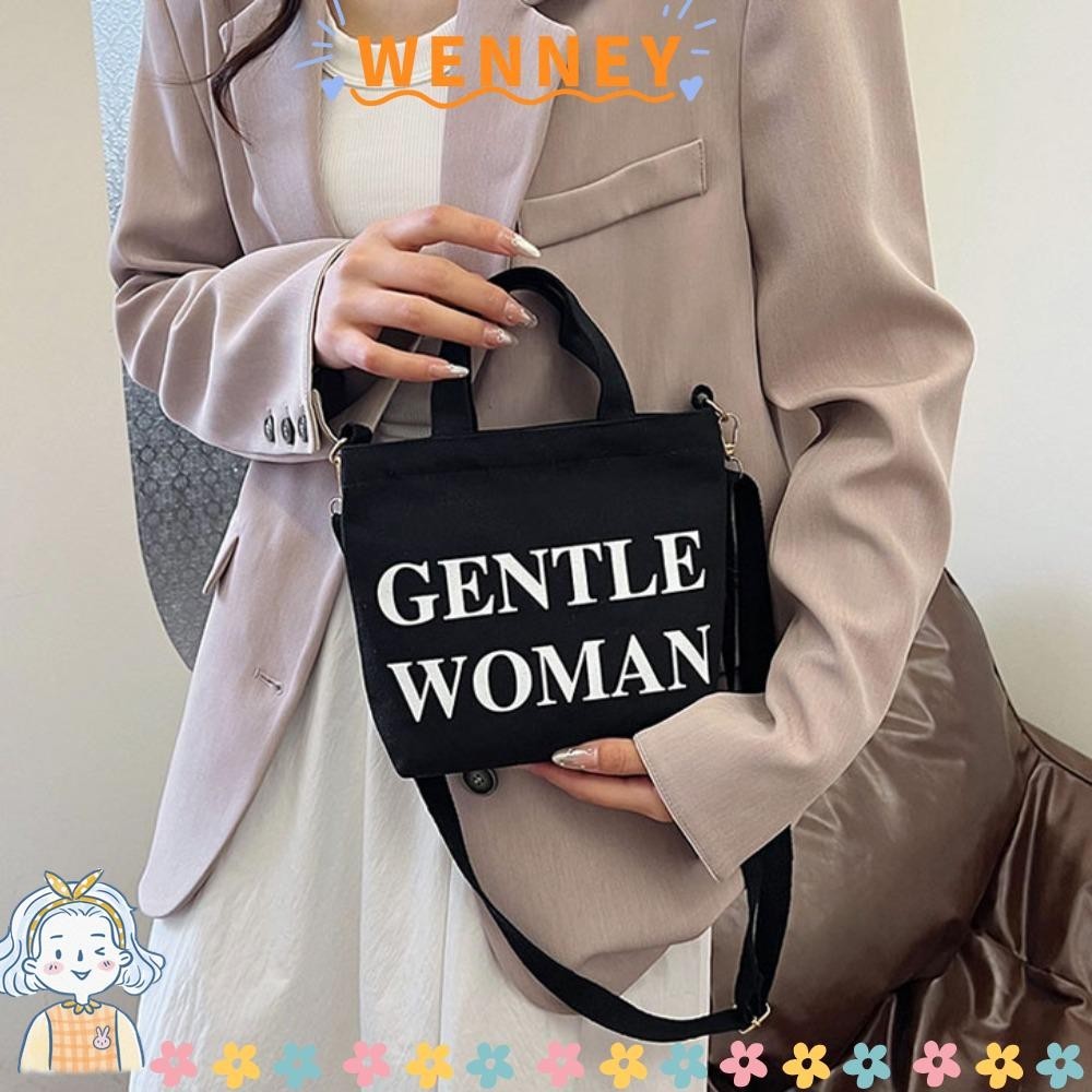 Wenney กระเป๋าสะพายไหล่ ผ้าแคนวาส ลําลอง ขนาดใหญ่ จุของได้เยอะ สําหรับปาร์ตี้ใต้วงแขน