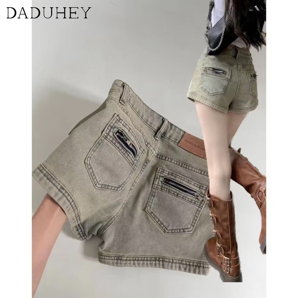 DaDuHey 2024 Summer New Retro High Waist Casual Denim Shorts Women's Ins Fashion Trendy Slimming A- line Wide-Leg Hot Pants