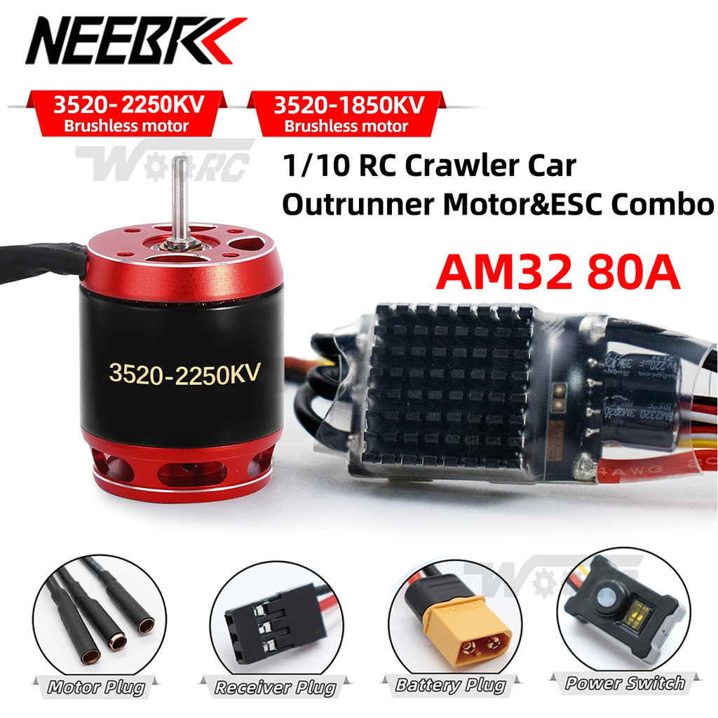 Neetopbrc AM32 การเขียนโปรแกรม ESC กันน ้ ํา 3520 Outrunner มอเตอร ์ ไร ้ แปรง 2-6S สําหรับ RC Crawler รถ Axial Traxxas SCX10 TRX4 TRX6