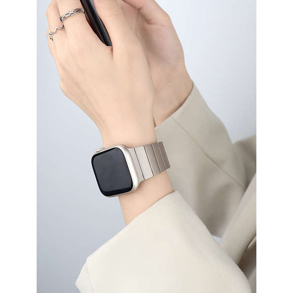 สาย applewatch series 8 สาย applewatch series 9 เหมาะสําหรับสายนาฬิกา Apple S9 iwatch8 โลหะ applewatch7/6 / SE / 5/4 รุ่นใหม่สร้างสรรค์ระดับไฮเอนด์ 41/44/45/49 มม. โซ่แม่เหล็กฤดูร้อนสแตนเลสพร้อมกระแสน้ํา