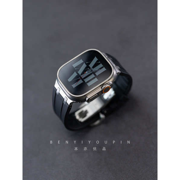 สาย applewatch series 8 สาย applewatch แอปเปิ้ลวอทช์ สายซิลิโคนเหลว Ultra Oak S9 สําหรับ 49 Apple Watch iwatch Butterfly Clasp