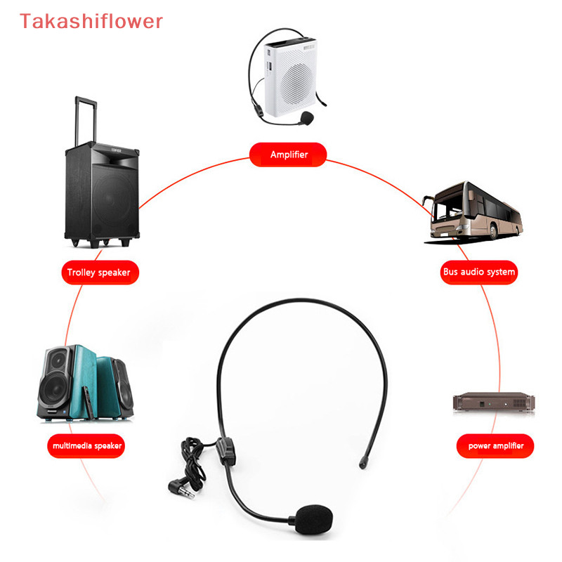 ( Takashiflower แบบพกพาหัวติดตั ้ งชุดหูฟังไมโครโฟนแบบมีสาย 3.5 มม.ปลั ๊ กไมโครโฟนสําหรับห ้ างสรรพสินค ้ าครูทัวร ์ คู ่ มือเครื ่ องขยายเสียงโทรศัพท ์ ข ้ าวสาลี Bee หู