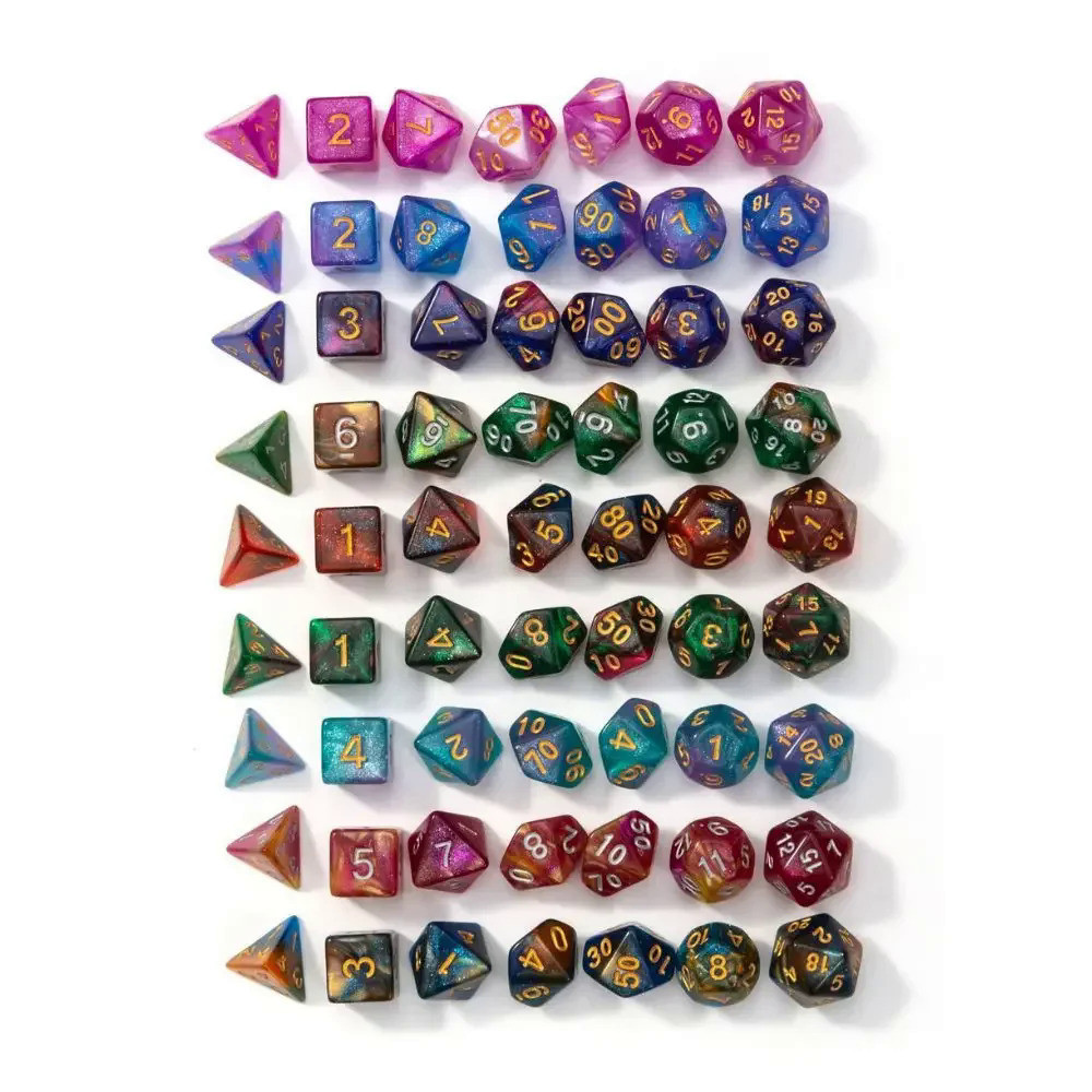 7Pcs/SeMulti-Sided Starry Sky Dice Set Game Dice For TRPG DND Accessories Polyhedral Dice For Board 