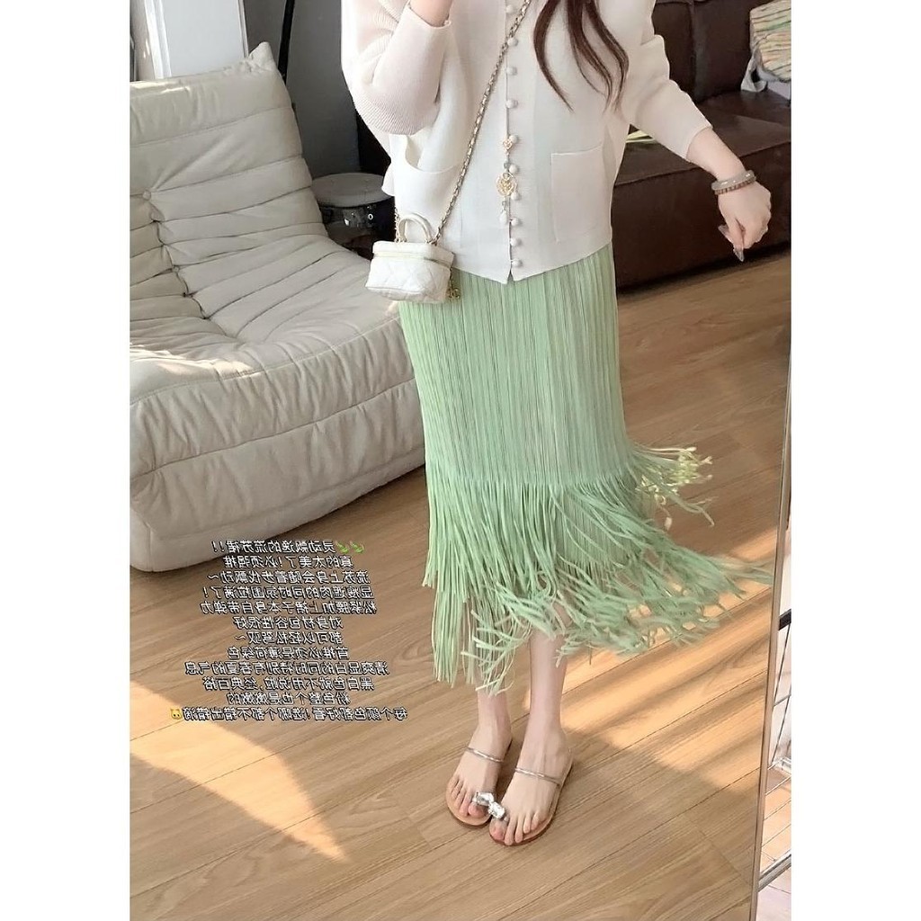 กระโปรง มิยาเกะ ไหล ~ Air-Sensing Crinkle รีดผ้าคงที่ Elegant Flow กระโปรงเอวสูง