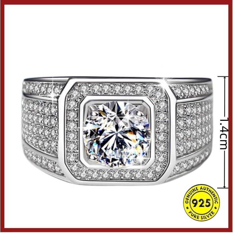 Domineering Starry Sky อินเทรนด ์ All-Match 2 Karat Moissanite Men 's Ring