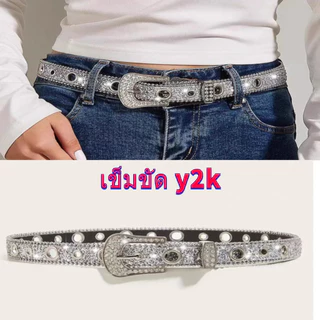New Goth สําหรับ rhinestone เข็มขัดผู้หญิง PU สายหนังสําหรับ rhinestone เข็มขัด Western คาวบอย Y2K สาวแฟชั่นเข็มขัดสําหรับกางเกงยีนส์ผู้ชาย