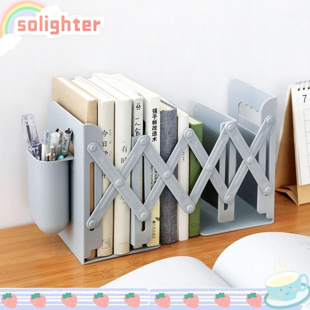 Solighter Bookends Adjustable Desk Organizer Retractable Multi-functional Book Stand