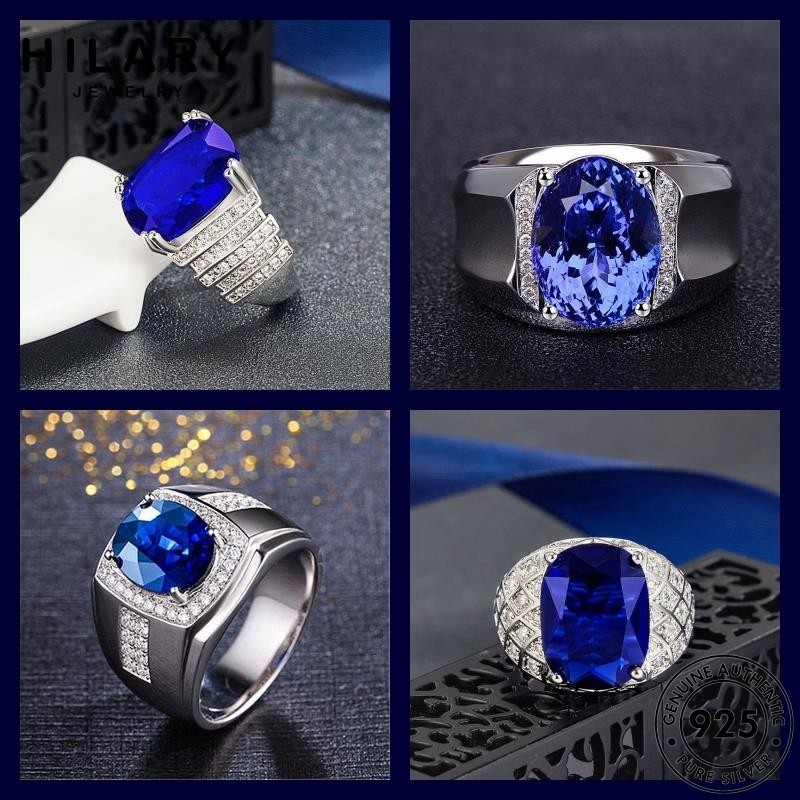 HILARY JEWELRY ไพลิน เงิน แท้ 925 ผู้ชาย แหวนปรับได้ แฟชั่น แหวน M130