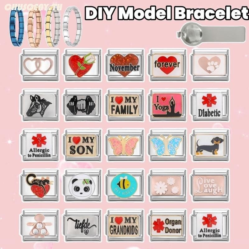 DIY ภาษาอิตาลี เสน่ห์ สร้อยข้อมือ ข้อต่อฟิตติ้ง 9 มม หัวใจ Diy สร ้ อยข ้ อมือคู ่ Diy แฟชั ่ นเครื ่ องประดับอุปกรณ ์ เสริม Retro บุคลิกภาพโมดูลสร ้ อยข ้ อมืออุปกรณ ์ เสริมของขวัญวันวาเลนไทน ์