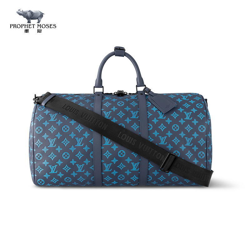 Moxi LV/Louis Vuitton 2023 New Men's Monogram Embossed Keepall Bandouli è re 50 Handbag M46593