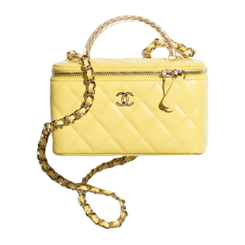 Chanel/Chanel Women's Bag 2024 New Clutch con catena Yellow Classic Lambskin One Shoulder Crossbody