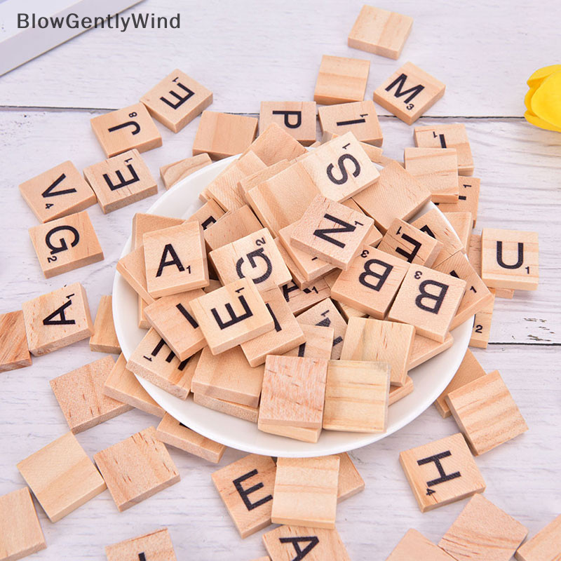 Blowgentlywind 100 ชิ ้ นตัวอักษร Scrabble กระเบื ้ องตัวอักษรสีดําและตัวเลขปริศนาดิจิตอล BGW