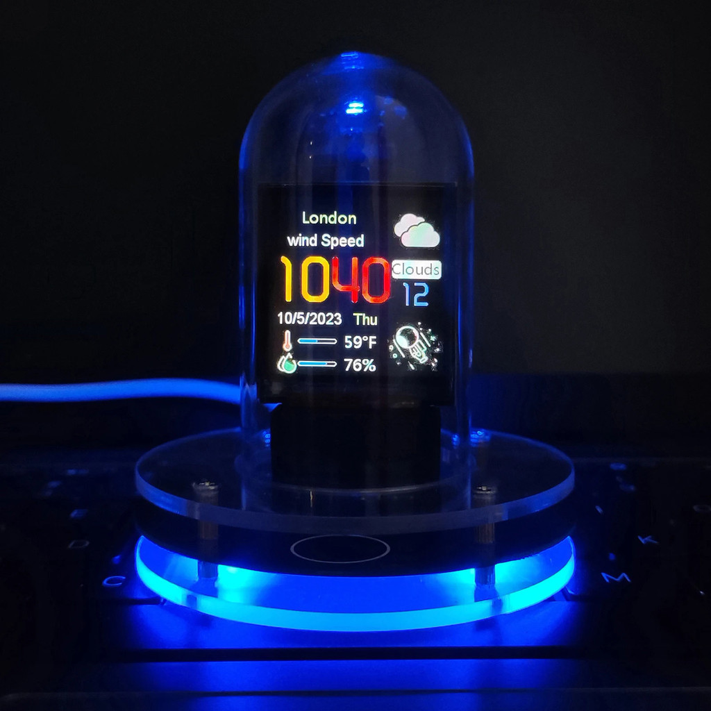 Cyberpunk Style Glow Tube Clock Smart Wifi Automatic Update Digital Computer Desktop Ornament RGB Co