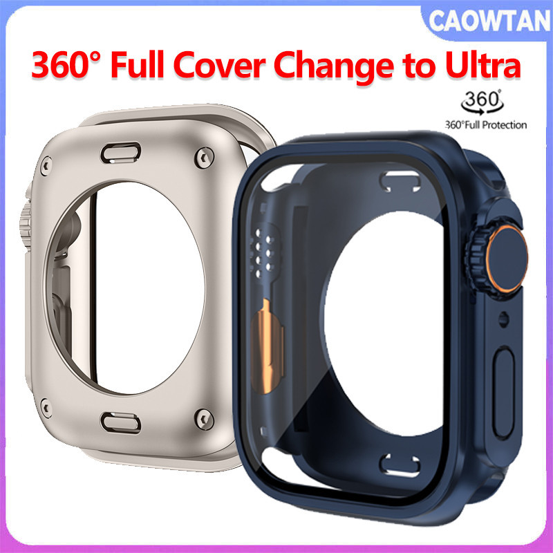 เปลี่ยนให้อัลตร้า360เคสป้องกันเต็มรูปแบบสําหรับ แอปเปิล ดู ชุด 9 8 7 6 กับ 5 4 3 2 1 กระจกนิรภัยป้องกันหน้าจอสําหรับ ฉันดู 45มม 44มม 42มม 41มม 40มม 38มม