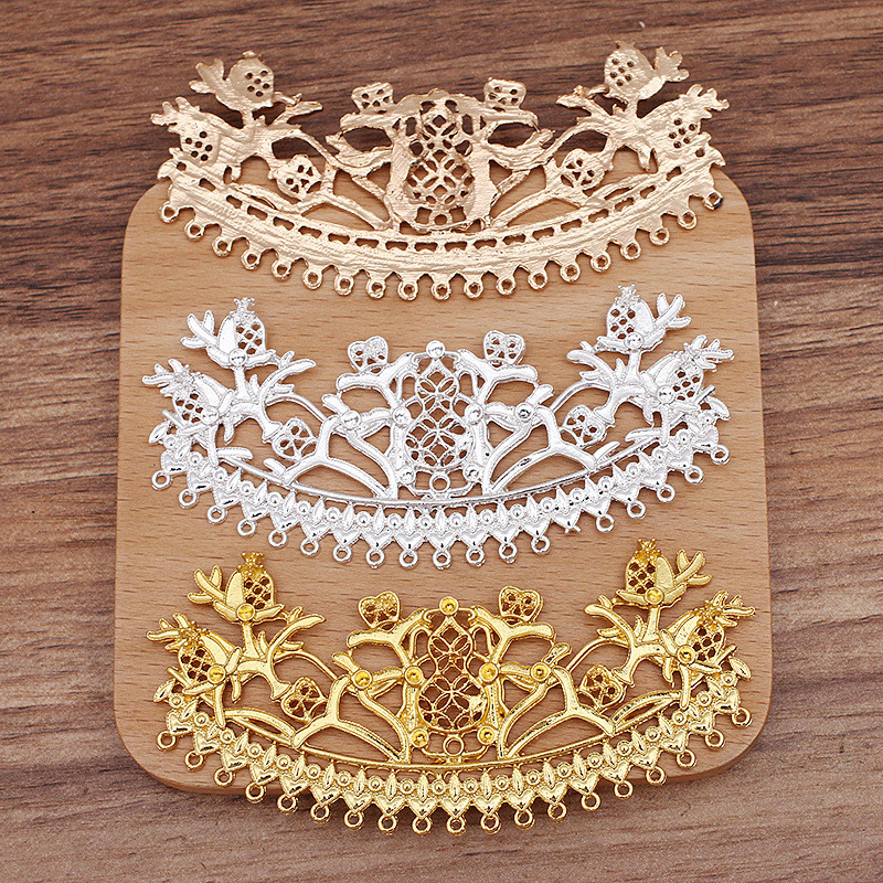 โลหะผสมโบราณเจ ้ าสาวผมมงกุฎ Headdress DIY เครื ่ องประดับวัสดุ 93 * 42 มม