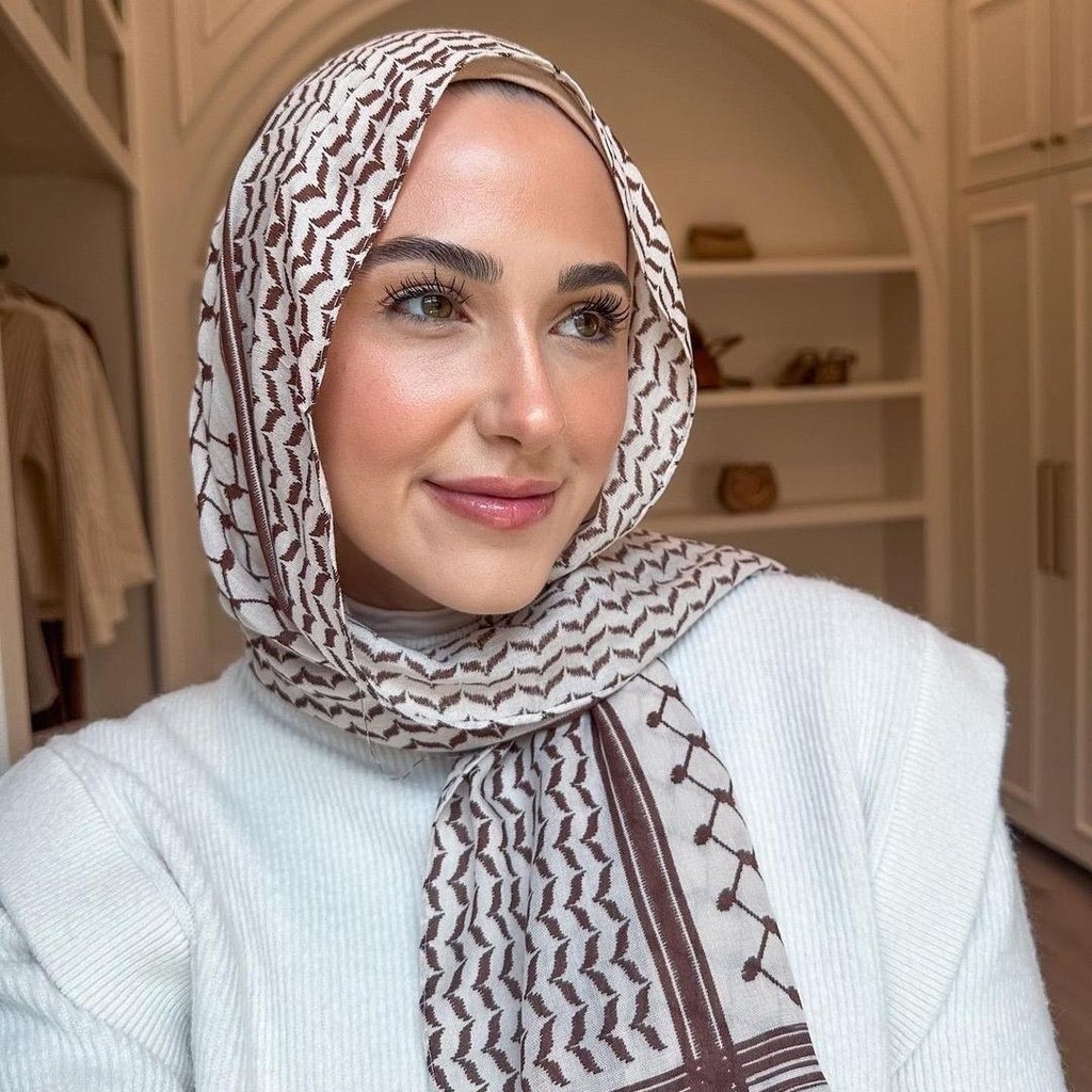 ผ้าคลุมพันยาว ฮิญาบชีฟอง ลาย Kuffiyeh