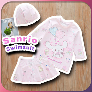 SANRIO เด็กสาว3ชิ้นชุดว่ายน้ําเด็ก น่ารัก ซานริโอ ซินนามอนโร…