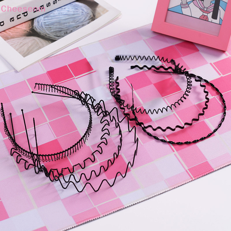 Cheenm โลหะผู้ชายผู้หญิง Unisex คลื่นสีดําผม Hoop ล้างหน้า 5 มม.กว้างแฟชั่น Simple Sport Hairband อุปกรณ์เสริมผม TH