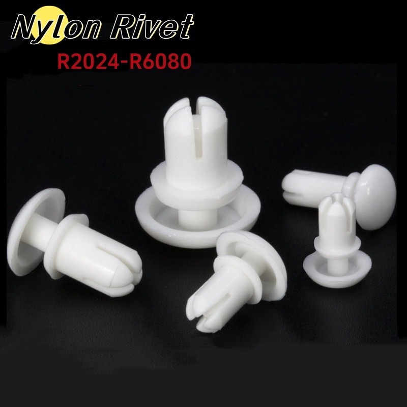 50pcs R2024-R6080 สีขาว R ประเภทไนลอนพลาสติกกด Rivet สกรูขยายหลอด Anchor Plug สําหรับ PC Board