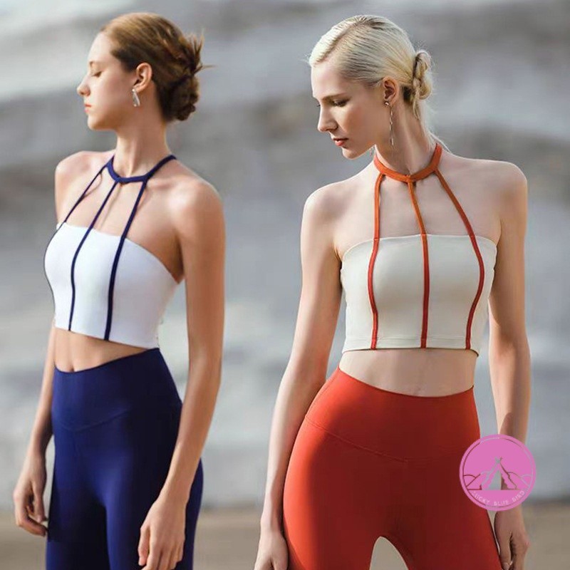 เซ ็ กซี ่ Strappy กีฬา Bra กันกระแทก Gathering บุคลิกภาพที ่ สวยงามกลับแฟชั ่ นฟิตเนสกีฬาโยคะชุด