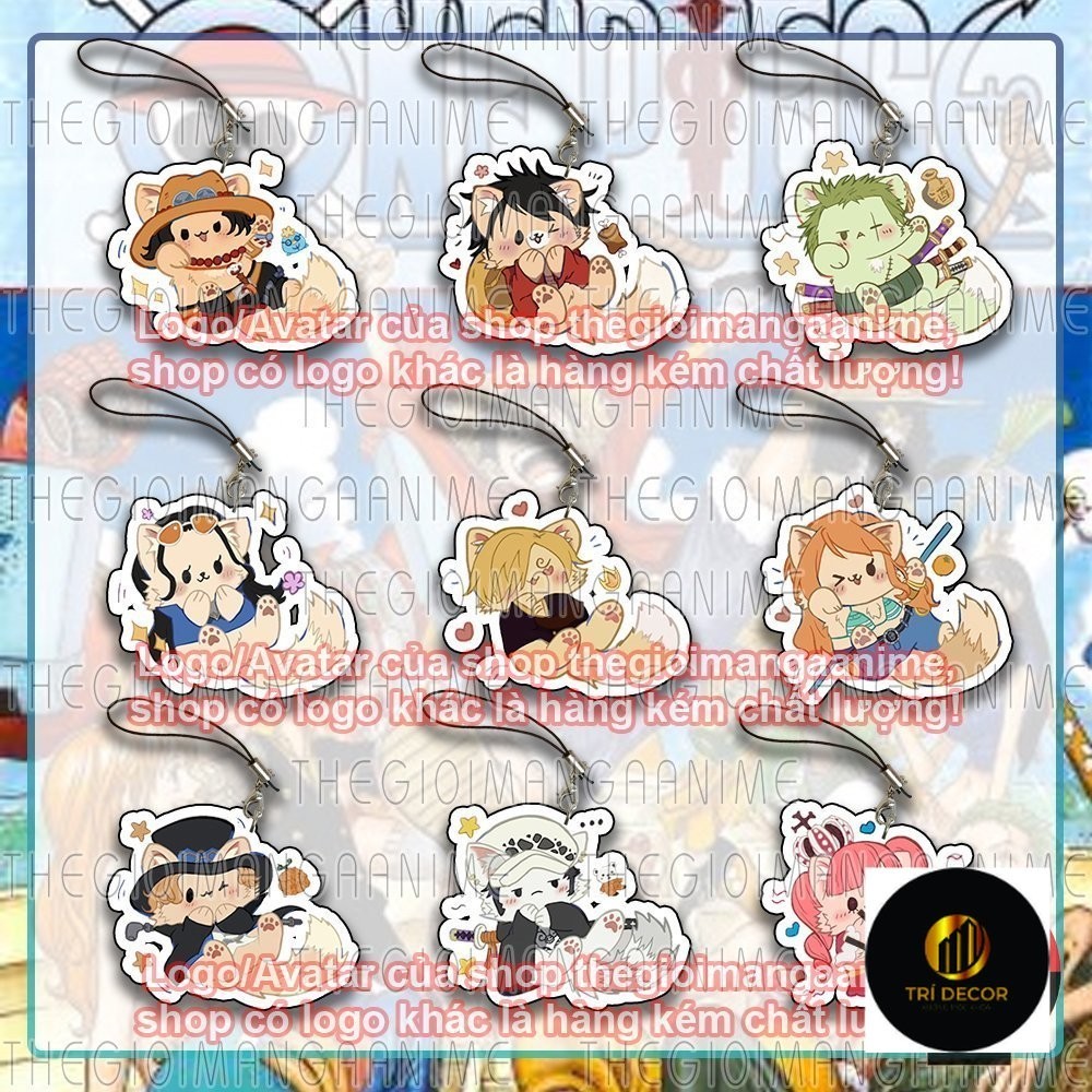 ONE PIECE ver CAT เชือกคล้องโทรศัพท์พิมพ์ลาย Pirate Island อะนิเมะ chibi miga พวงกุญแจอะคริลิค