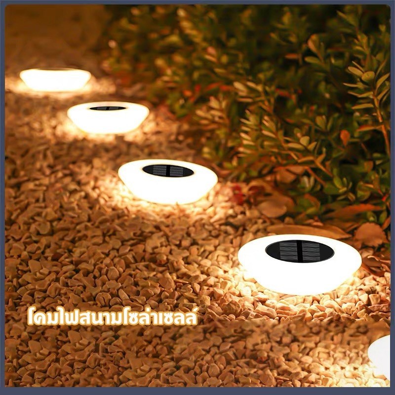 ไฟโซล่าเซลล์ โคมไฟสนาม solar light ไฟติดบันได เส้นผ่าศูนย์กลาง 5 นิ้ว
