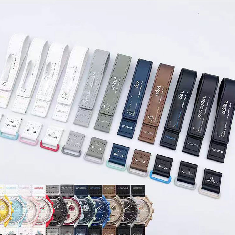 SWATCH 20มิลลิเมตรสายนาฬิกาหนังแท้สําหรับ โอเมก้า สําหรับ ตัวอย่าง ผ้าใบไนล่อนวงสําหรับ ร่วม-ตราร่วม แสงจันทร์ ดาวเคราะห์กีฬาข้อมือเข็มขัดผู้หญิงผู้ชายสร้อยข้อมือนาฬิกาอุปก