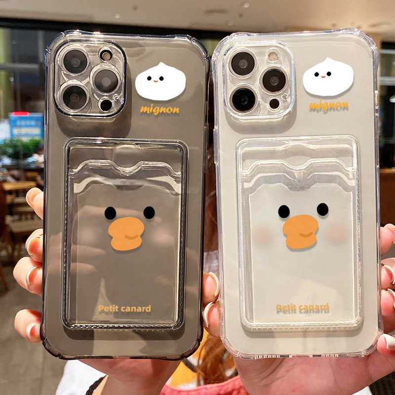เคสโทรศัพท์ใส TPU มีช่องใส่บัตร สำหรับ iPhone 13 เคสกันกระแทก รุ่น 15/14 Pro Max/12 Pro Max/11/XS Max/XR/X/8 Plus