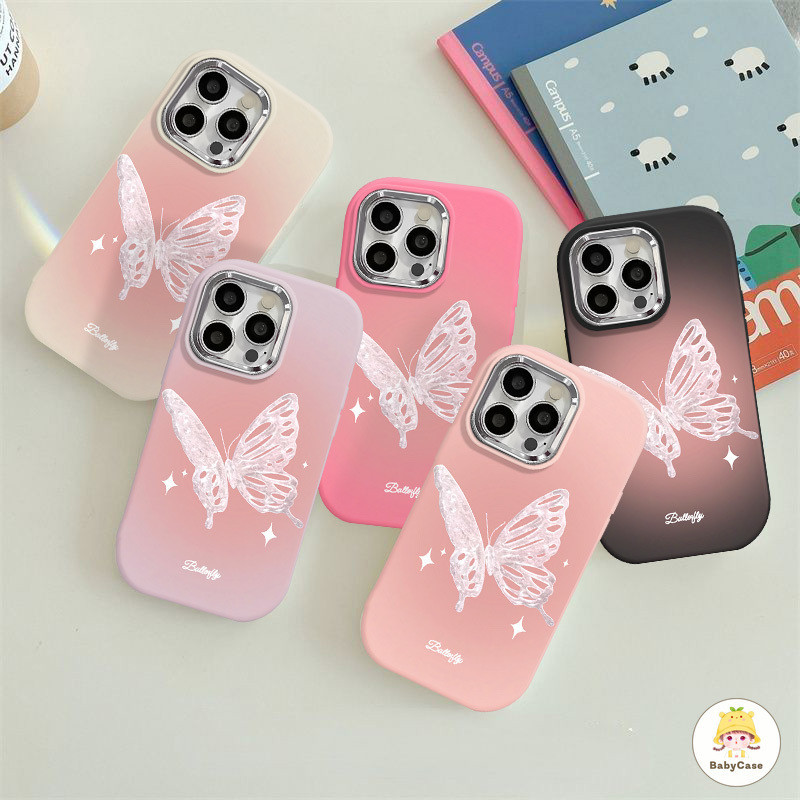 ฝันประกายผีเสื้อดาวปลอกอ่อนสำหรับเลนส์โลหะหรูหร iPhone 11 13 14 Pro Max 7Plus 12 15 Pro Max 7 8 Plus X XR XS Max SE 2020