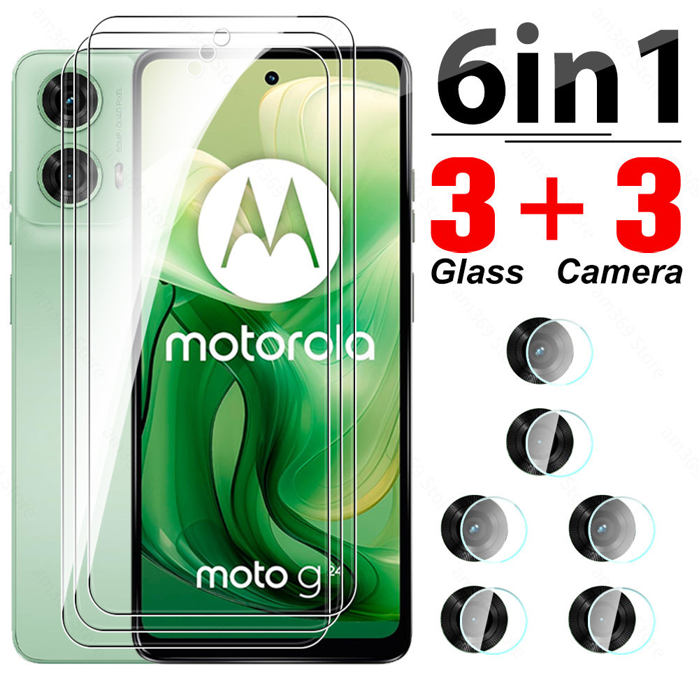 6in1 Tempered Glass Case For Motorola Moto G24 Screen Protector G 24 Power G04 G04s G14 G34 G54 G64 G84 5G Lens Protective Film