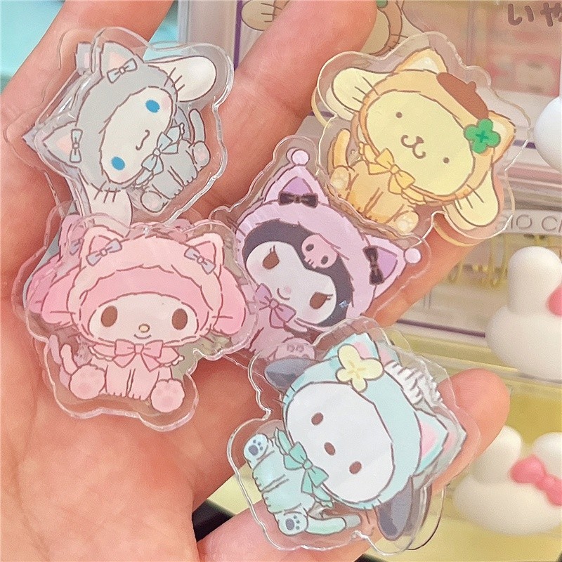 Sanrio Cat คลิปอะคริลิคคลิป PP สองด ้ านกระดาษคงที ่ หนังสือ Memo Pocket เครื ่ องเขียน