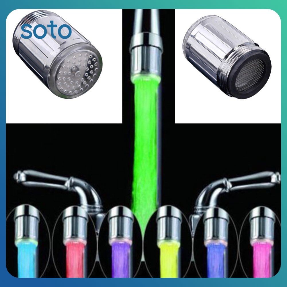 ♫ ก๊อกน้ำ LED Light 7 สีเปลี่ยนน้ำตกเรืองแสงฝักบัว Stream TAP Universal Adapter ห้องครัวอุปกรณ์ห้องน้ำ