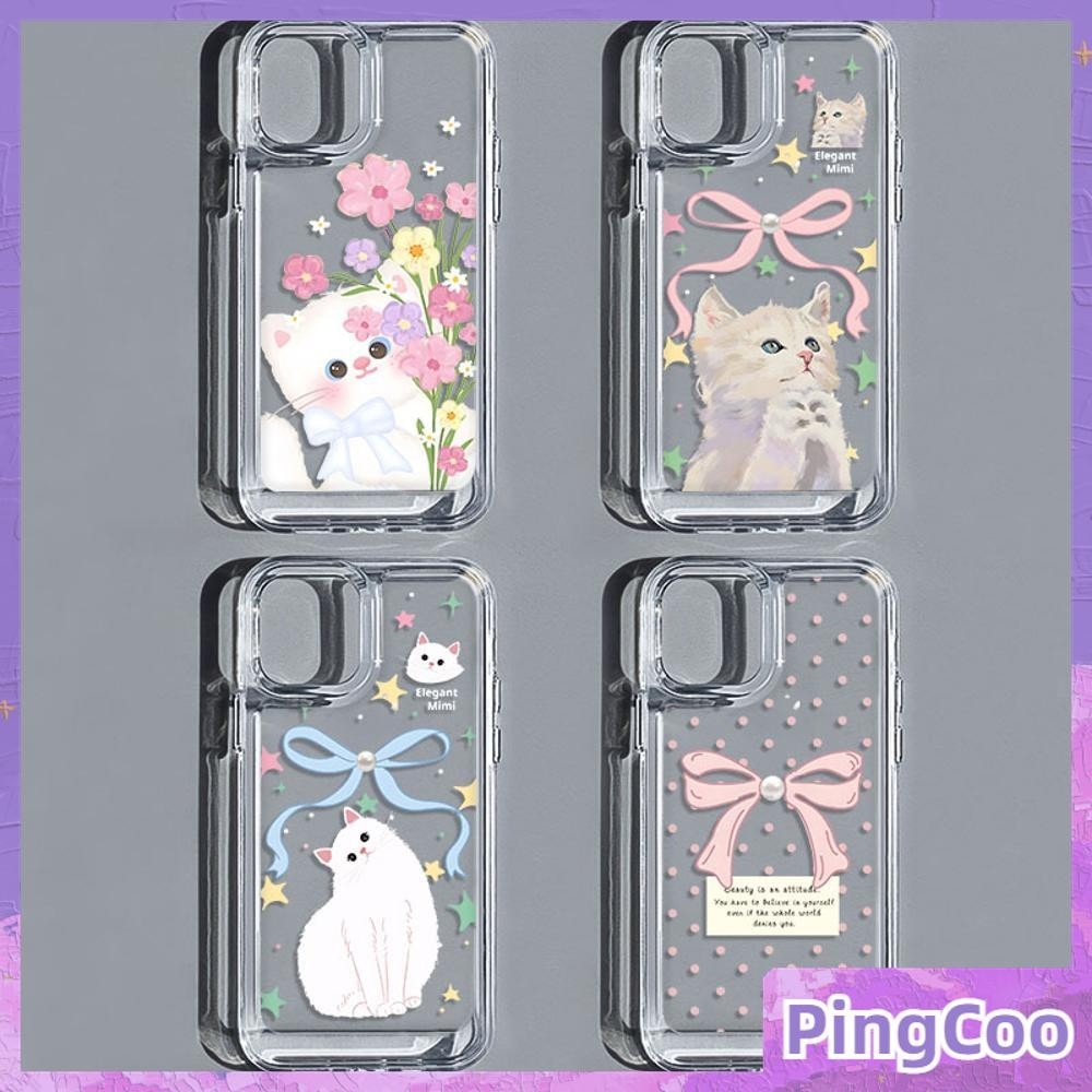 Pingcoo - สำหรับ iPhone 15Pro MAX เคสใสเคส TPU นุ่มปุ่มไฟฟ้ากันกระแทกการป้องกันกล้องที่มีสีสันแมวน่ารักเข้ากันได้กับ iPhone 14 13 12 11 XS XR 7 พลัส 8 พลัส