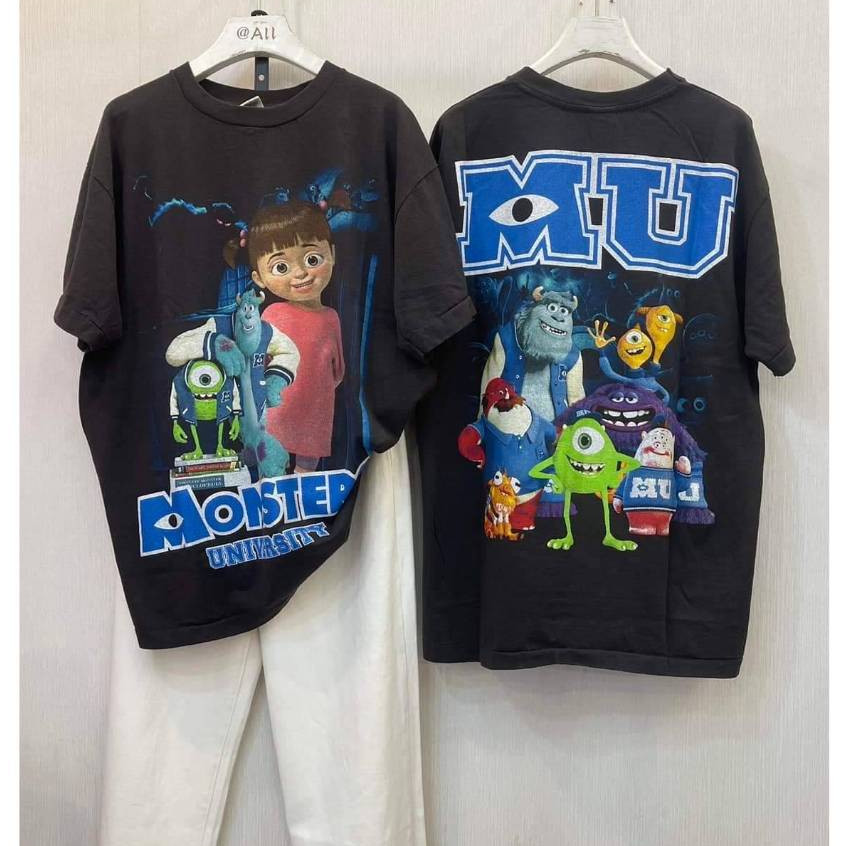 ใหม่ เสื้อยืดผ้าฟอก Unisex Cotton งานใหม่ ทำเก่า ผ้าฟอกเฟดนุ่มไร้ตะเข็บข้าง สกรีนลาย หน้าหลัง