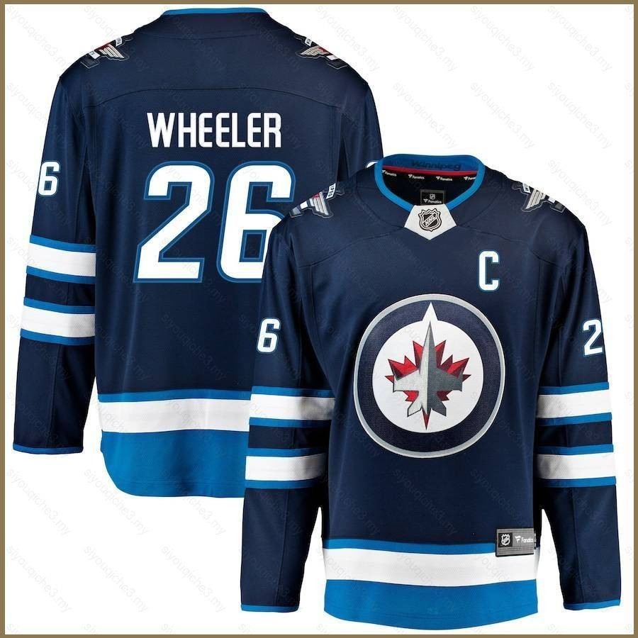【 Sy3 】 NHL Winnipeg Jets Home Jersey Wheeler No.26 แฟนแขนยาวเสื ้ อกีฬาขนาดบวก