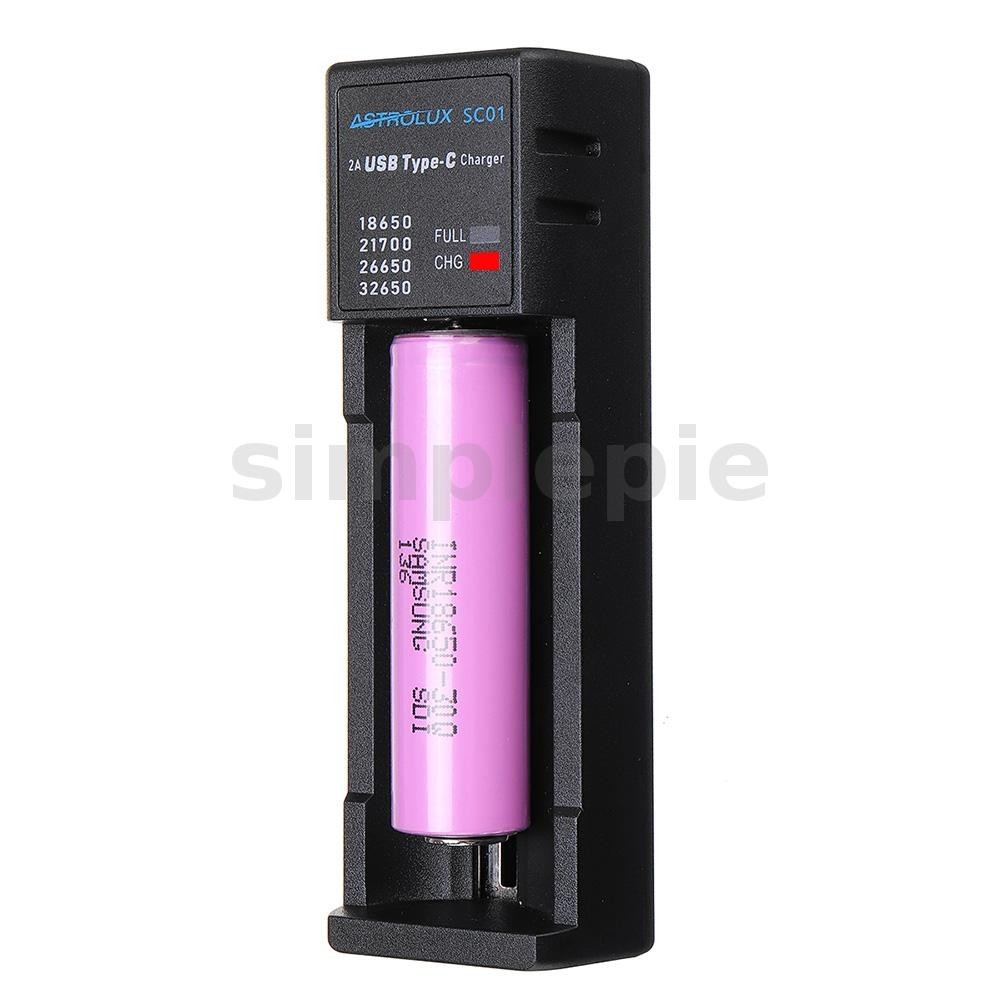 แอสโตรลักซ ์® Sc01 Type-C 2A Quick Charge USB แบตเตอรี ่ Charger Li-ion/IMR/INR/ICR Charger สําหรับ 18650 20700 21700 26650 เซลล ์