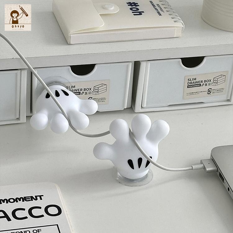 Ohayo ที่จัดระเบียบสายไฟ คลิปจัดเก็บสายเคเบิล ที่เก็บของอเนกประสงค์แบบมีกาวในตัว สามารถใช้เป็นตะขอ ที่ใส่ปากกา