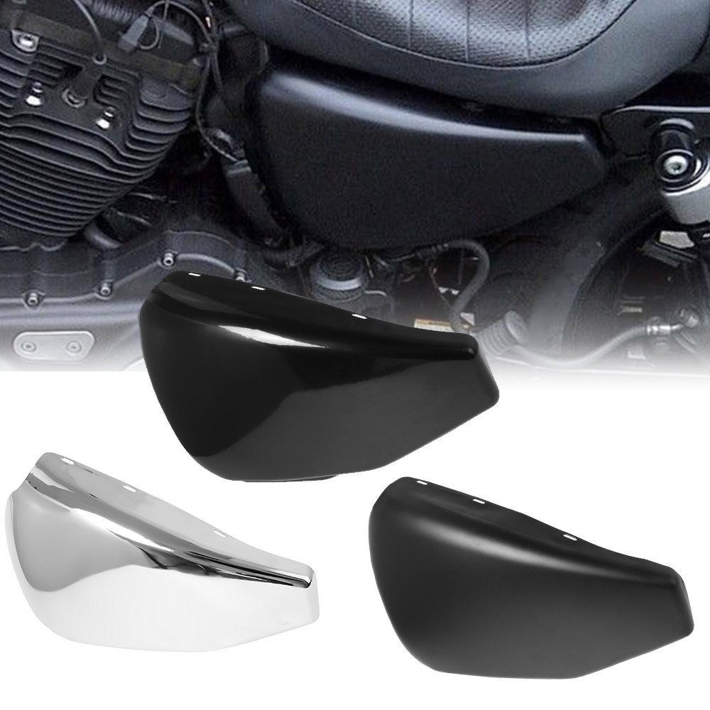 NJ Motorcycle Chrome Left Side Battery Cover Steel Black Fairing Covers For Harley Sportster XL 1200 883 2004-2013