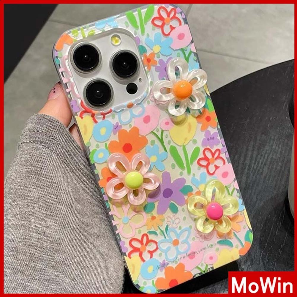 ซื้อ Mowin - เคสโทรศัพท์มือถือแบบนิ่ม ลายดอกไม้น่ารัก 3D DIY เข้ากันได้สำหรับ เคสไอโฟน11 เคส iphone 11 15 pro max เปลือกหอยทะเลหลากสีสัน โฮโลแกรมเลเซอร์ใสเคส TPU ดอกไม้สามมิติทำเอง iPhone 14 13 Pro max 12 Pro Max 11 XR XS 7 8Plus max XS XR