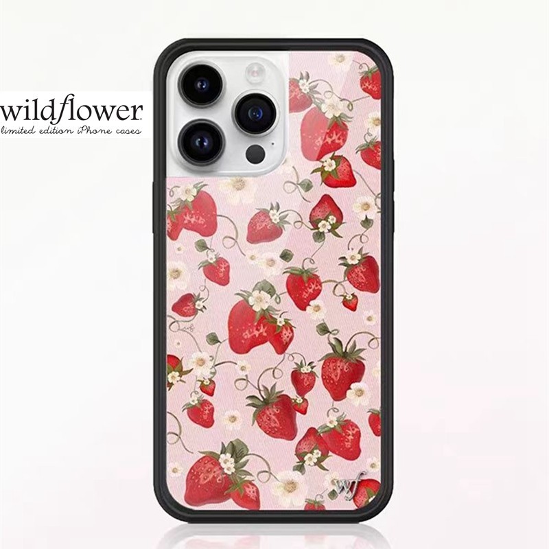 ดอกไม้ป่าสตรอเบอร์รี่ Fields สําหรับ iPhone 16 16Pro 15 14 Plus 12 13 Pro Max Priscilla อะคริลิค Hard Casing wf Cover