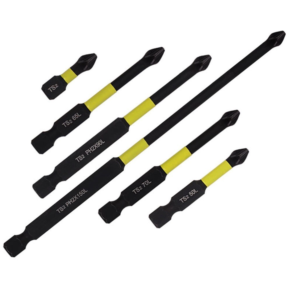 Llma _1pc 25-150mm Magnetic Non-Slip Batch Head PH2 Cross ไขควง Hex Shank สีเหลือง