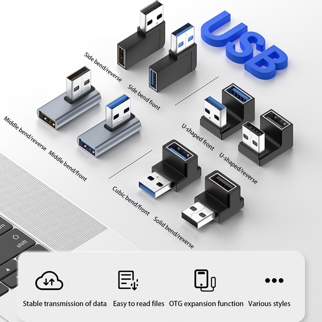Usb 90 องศาอะแดปเตอร์ USB ชาย USB อะแดปเตอร์ชายหญิง 10Gbps Data Transfer USB Connector อะแดปเตอร์ yayseth