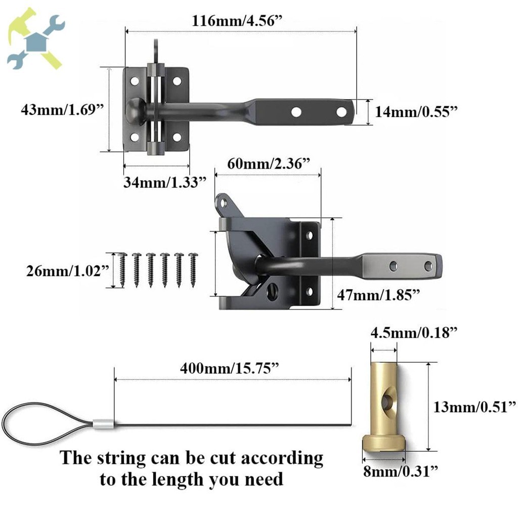 Self-locking Gate Latch เหล็กคาร์บอนโพสต์ติดตั้งรั้วประตู รูปที่ 6