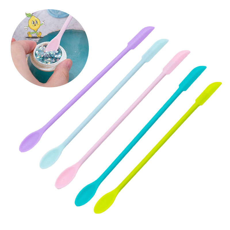 [mozh ] ไม ้ พายซิลิโคน Jar Scraper Scoop Tip Long Double Headed Cosmetic Spoon [TH ]