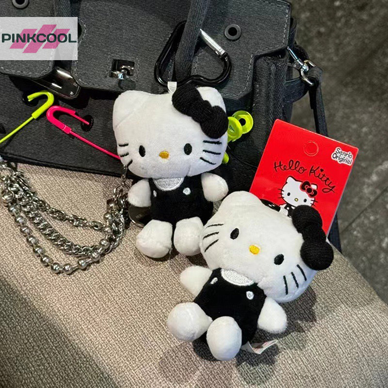Pinkcool สีดํา Y2K Hello Kittys ตุ๊กตาตุ๊กตา Love รูปพวงกุญแจน่ารักสาวการ์ตูนกระเป๋าเป้สะพายหลังจี้ Kawaii ตกแต่งของเล่นเด็กของขวัญร้อน