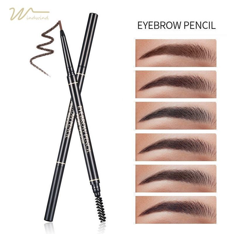 Windind ดินสอเขียนคิ้ว แบบสองหัว วละเอียดพิเศษขนาด 1.5 มม 5 สีหมุนอัตโนมัติดินสอเขียนคิ้ว ธรรมชาติ