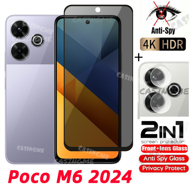 Poco M6 2024 กระจกนิรภัยส่วนตัว Anti-Spy คลุมทั้งหมดปกป้องหน้าจอ Anti Peek ฟิล์มความเป็นส่วนตัวสําหร