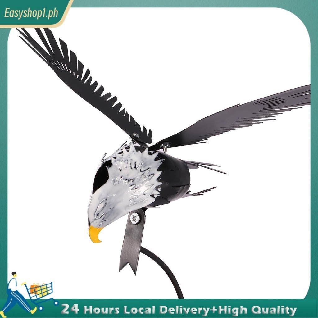 Eagle Wind Spinner Iron Wing Flapping Eagle Wind Spinner เหมือนจริงโลหะ Eagle Garden Stake Decor SHO