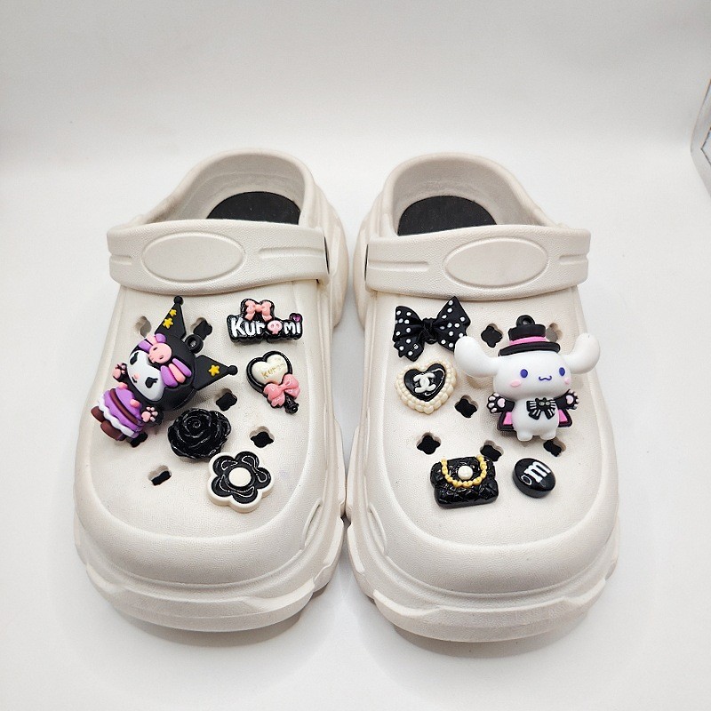 น่ารัก Sanrio การ์ตูน Crocs Jibbitz Charms 3D Kuromi Cinnamoroll Mario รองเท้าหัวเข็มขัดที่ถอดออกได้รองเท้าตกแต่งสําหรับ Crocs