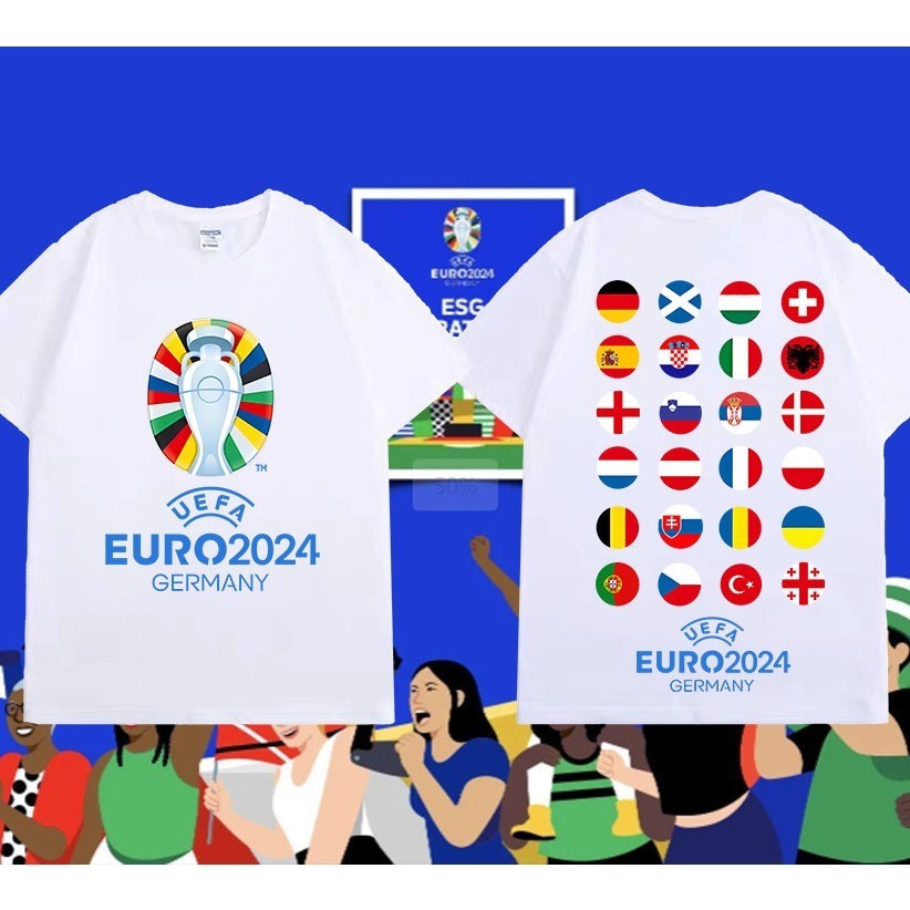 【ส่งจากไทย】 สไตล์ใหม่ 2024 uefa european football championship พิมพ์ผ้าฝ้าย การแข่งขันฟุตบอลยูโร แบบ